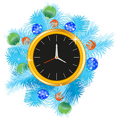 Image showing Festive watch decorated new year toy.Vector illustration