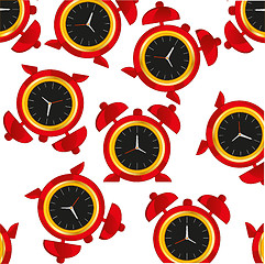 Image showing Vector illustration of the decorative pattern from red alarm clock