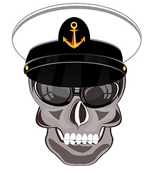 Image showing Skull of the person in service cap of the captain of the sailor
