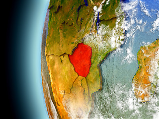 Image showing Zimbabwe on planet Earth from space