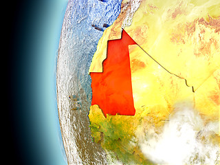 Image showing Mauritania on planet Earth from space