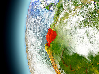 Image showing Ecuador on planet Earth from space