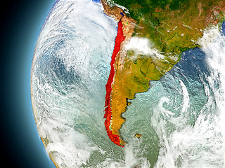 Image showing Chile on planet Earth from space