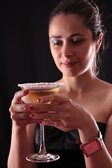 Image showing Woman and martini glass