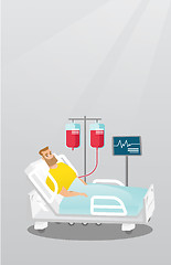 Image showing Man lying in hospital bed vector illustration.