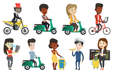 Image showing Transportation vector set with people traveling.