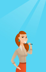 Image showing Woman brushing teeth vector illustration.