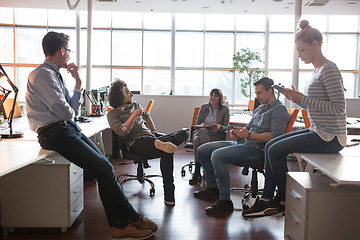 Image showing Young Business Team At A Meeting at modern office building