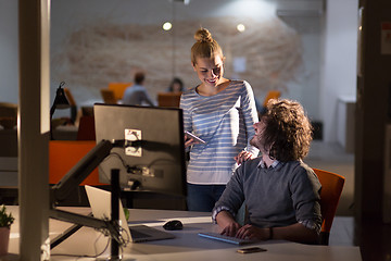 Image showing young designers in the night office