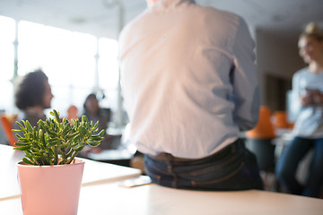 Image showing Young Business Team At A Meeting at modern office building