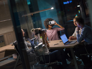 Image showing Multiethnic Business team using virtual reality headset