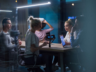 Image showing Multiethnic Business team using virtual reality headset