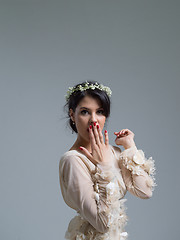 Image showing Portrait of beautiful young women in wedding dress