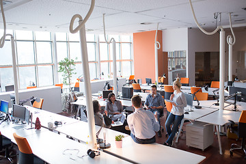 Image showing Young Business Team At A Meeting at modern office building