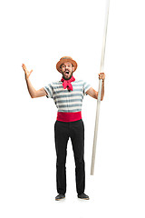 Image showing Caucasian man in traditional gondolier costume and hat