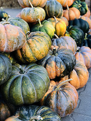 Image showing Halloween Pumpkins in market in a large pile