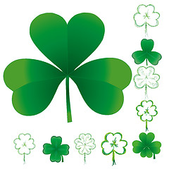 Image showing Set of clovers for St. Patrick`s day