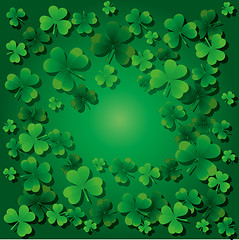 Image showing Background with clovers for St.Patrick`s day with one happy clover