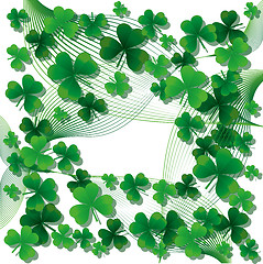 Image showing Background with clovers for St.Patrick`s day with one happy clover