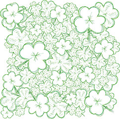 Image showing Background with sketch clovers for St.Patrick`s day