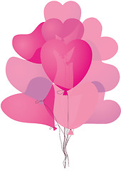 Image showing Pink colored heart shaped balloons