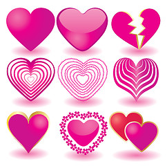 Image showing Set of pink valentine`s hearts, part 2