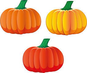 Image showing Set of three pumpkins with different colors