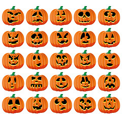 Image showing Set of 25 halloween pumpkins with Jack O`Lantern face, part 15