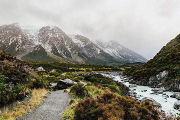 Image showing Hooker Valley Track hiking trail, New Zealand.