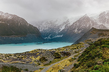 Image showing Hooker Valley Track hiking trail, New Zealand.