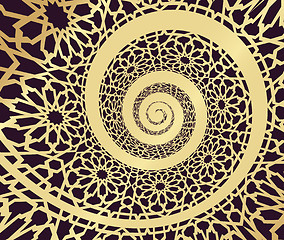 Image showing Islamic pattern, swirled in 3d spiral shape