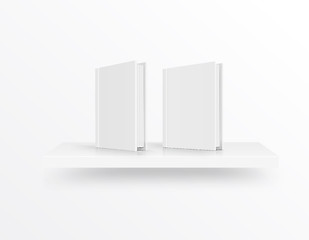 Image showing Blank book cover on bookshelf over light background. Vector