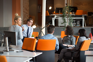 Image showing Young Business Team At A Meeting at modern office building