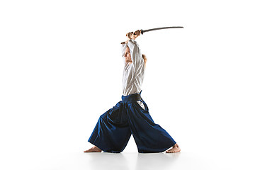 Image showing The young man are training Aikido at studio