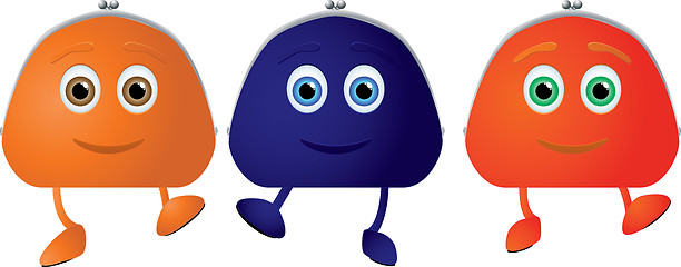 Image showing Three happy purses walking on the white background. 