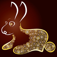 Image showing Rabbit Design decorated with gold snowflakes 