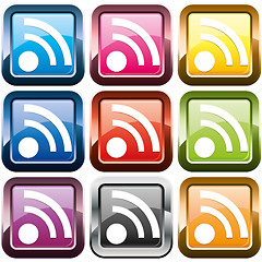 Image showing Set of rss buttons, multicolored