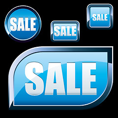 Image showing Set of blue shiny sale buttons