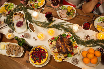 Image showing roast chicken or turkey on christmas table