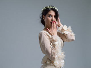 Image showing Portrait of beautiful young women in wedding dress