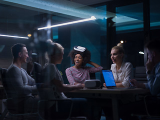 Image showing Multiethnic Business team using virtual reality headset