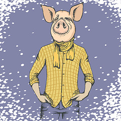 Image showing Pig Christmas and New Year vector concept