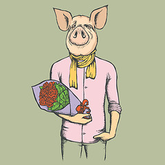Image showing Pig Christmas and New Year vector concept