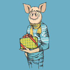 Image showing Pig Christmas and New Year vector concept