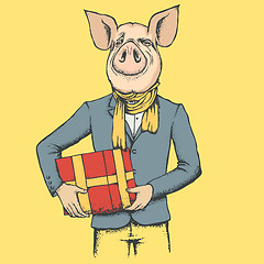 Image showing Pig Christmas and New Year vector concept