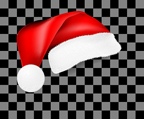 Image showing Realistic Santa Claus hat with shadow, template. Vector illustra