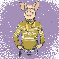 Image showing Pig Christmas and New Year vector concept