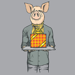 Image showing Pig Christmas and New Year vector concept