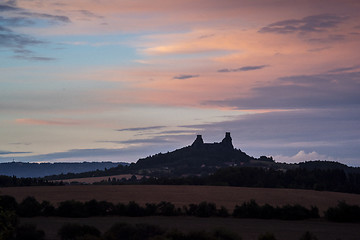 Image showing Evening landscape with Trosky Castle, Czech Republic