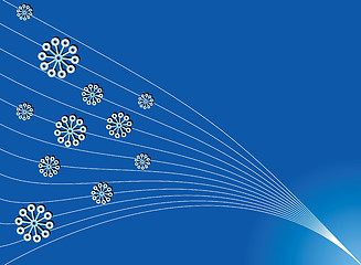 Image showing Simple blue background with snowflakes or flowers